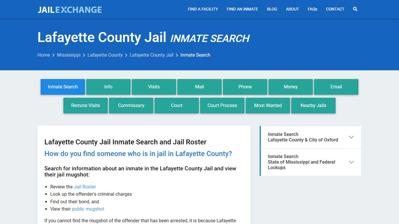 Lafayette County Jail Inmate Search - Jail Exchange